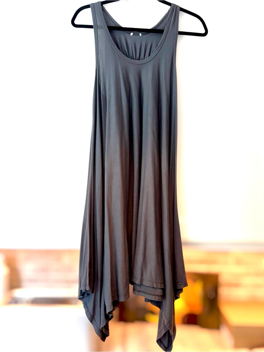 Super Soft Cotton/Modal Sleeveless Handkerchief Hem Midi Dress, L - Picture 4 of 6